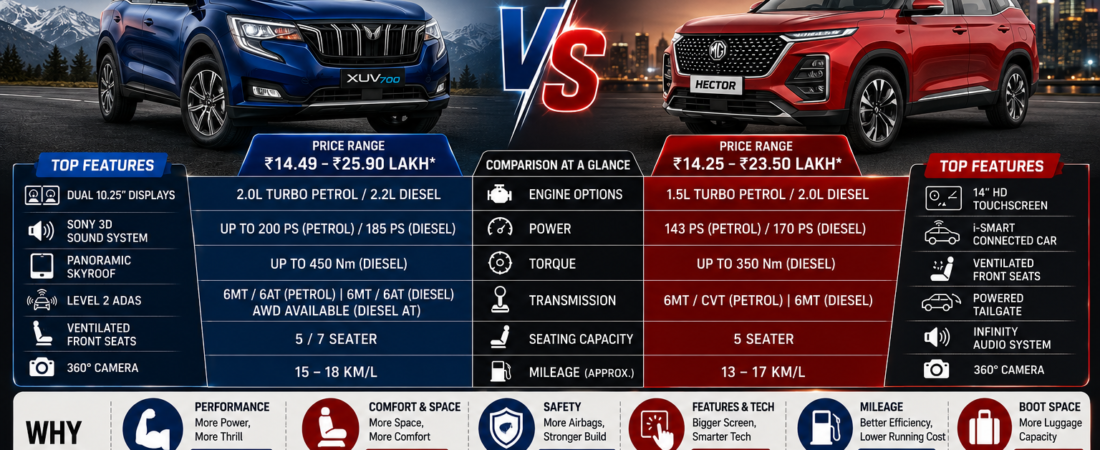 XUV700 vs MG Hector (2026): Which Mid-Size SUV Should You Buy?