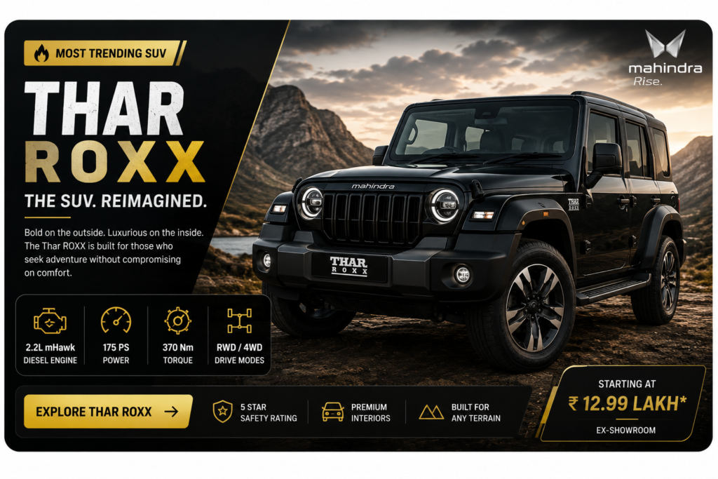 Mahindra Thar Roxx SUV features price and off road capability